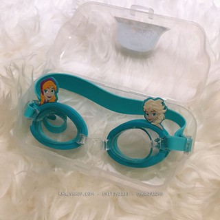 Mắt kính bơi hình công chúa Anna, Elsa (Frozen) màu xanh kèm hộp đựng siêu cute cho bé gái , trẻ em - 36NKFZX - (16x5x9)