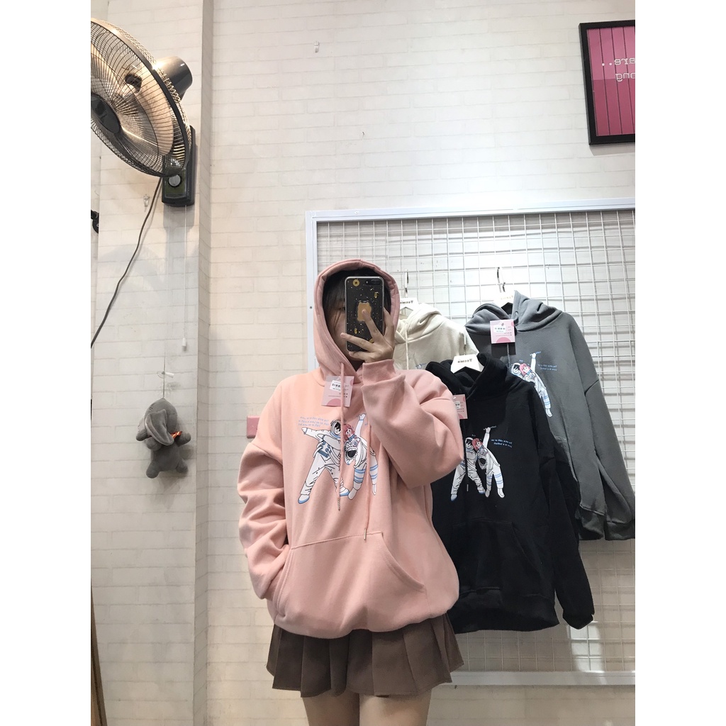 áo hoodie in hoạ tiết cặp đôi phi hành gia đáng yêu, cực rộng và xinh 2110a10