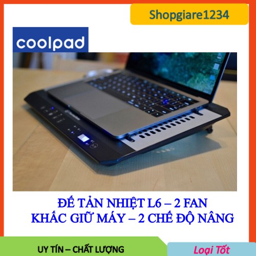 Đế Tản Nhiệt Laptop COOLING PAD L6 - Công Tắc On/Off - 2 Chế Độ Nâng, Quạt Siêu Mát, Full Box - Mới 100%