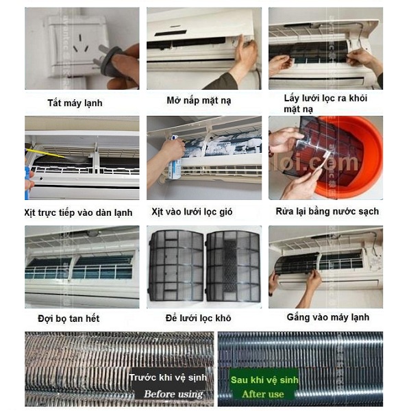 Chai xịt vệ sinh điều hòa máy lạnh tẩy rửa an toàn bụi bẩn Sandokkaebi Hàn Quốc 330ml