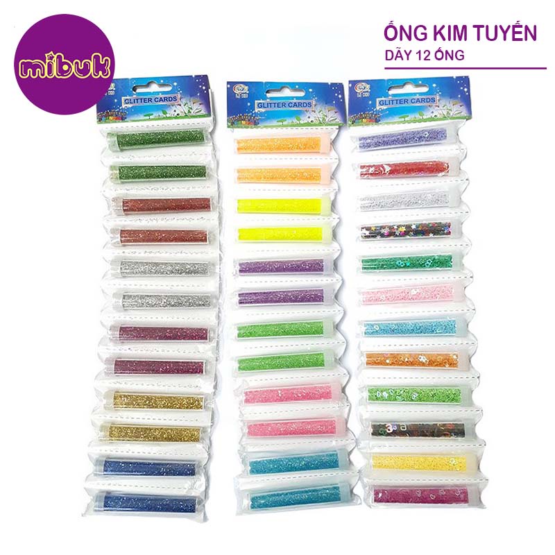 Kim tuyến trang trí dây 12 ống màu/dạ quang/hình