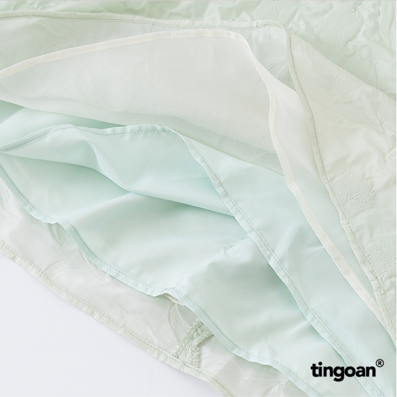 TINGOAN® -Váy hai dây tay bồng vân hoa 3 lớp dây ngang ngực bồng xòe đính nơ kim loại mint SLEEPING BEAUTY DRESS