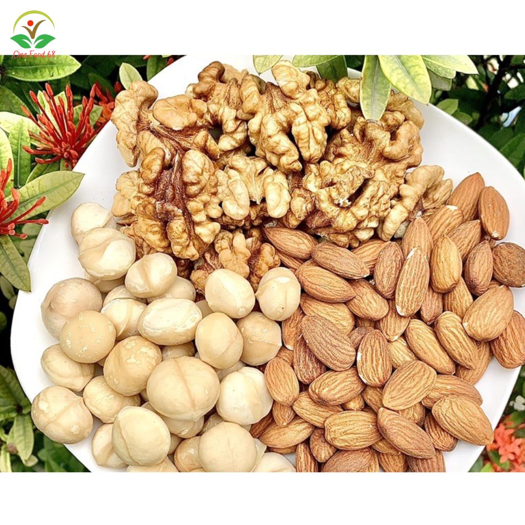 Hạt Dinh Dưỡng Mix 3 Loại Hạt Cao Cấp Siêu Hạt Gồm Hạt Macca, Hạnh Nhân Óc Chó Vàng, Ngũ Cốc Bà Bầu, Giảm Cân Onefood68
