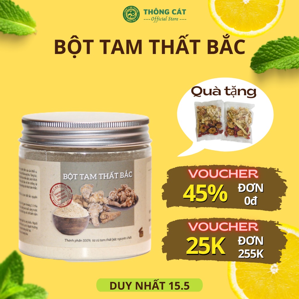 Bột tam thất thảo dược Thông Cát giúp cầm máu, cải thiện trí nhớ, giảm căng thẳng, bảo vệ gan và ngừa ung thư hiệu quả