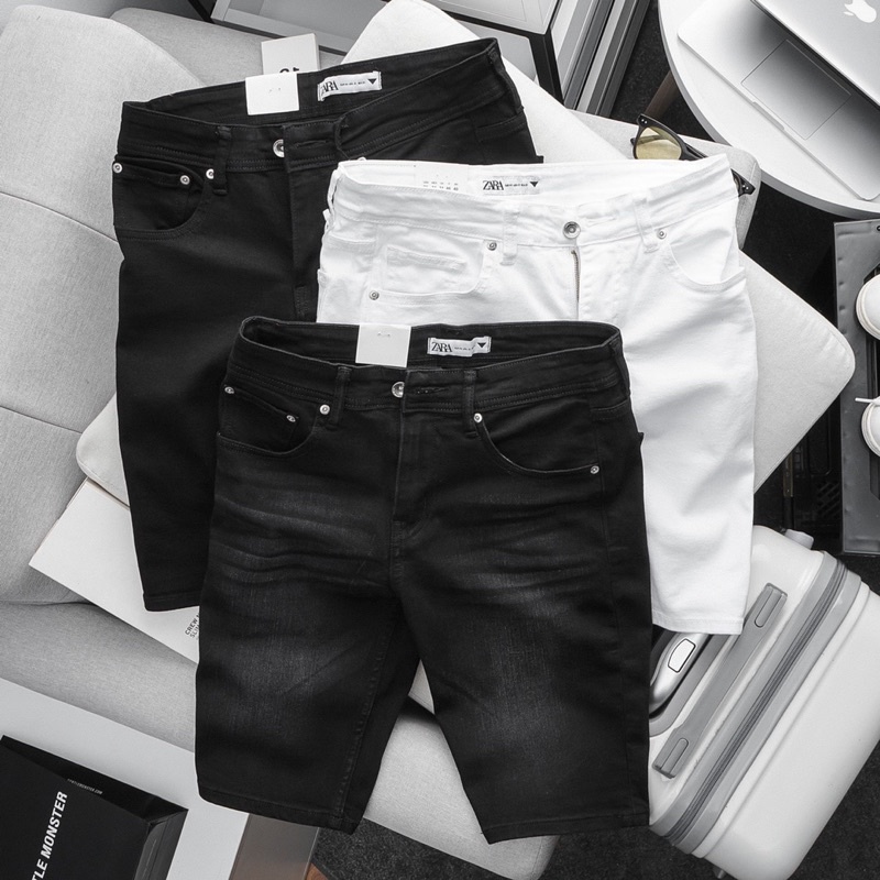 Quần short jean nam 02 màu đen trắng| Quần ngố nam - jean co giản hàng cao cấp