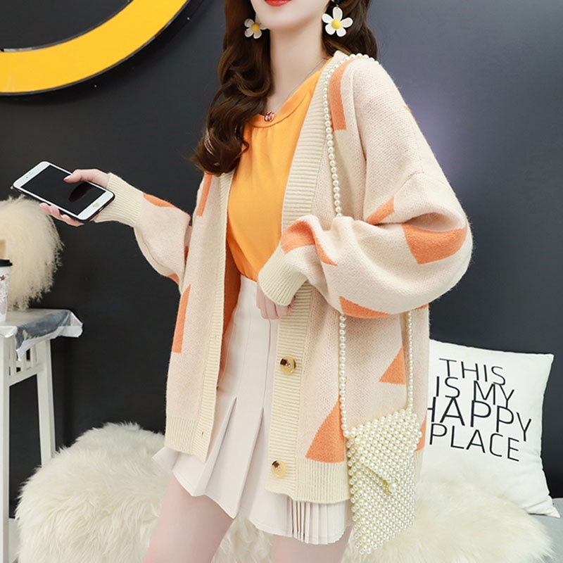 Áo khoác dệt kim IELGY dáng rộng phong cách Hàn Quốc cổ điển nhiều màu thời trang cho nữ