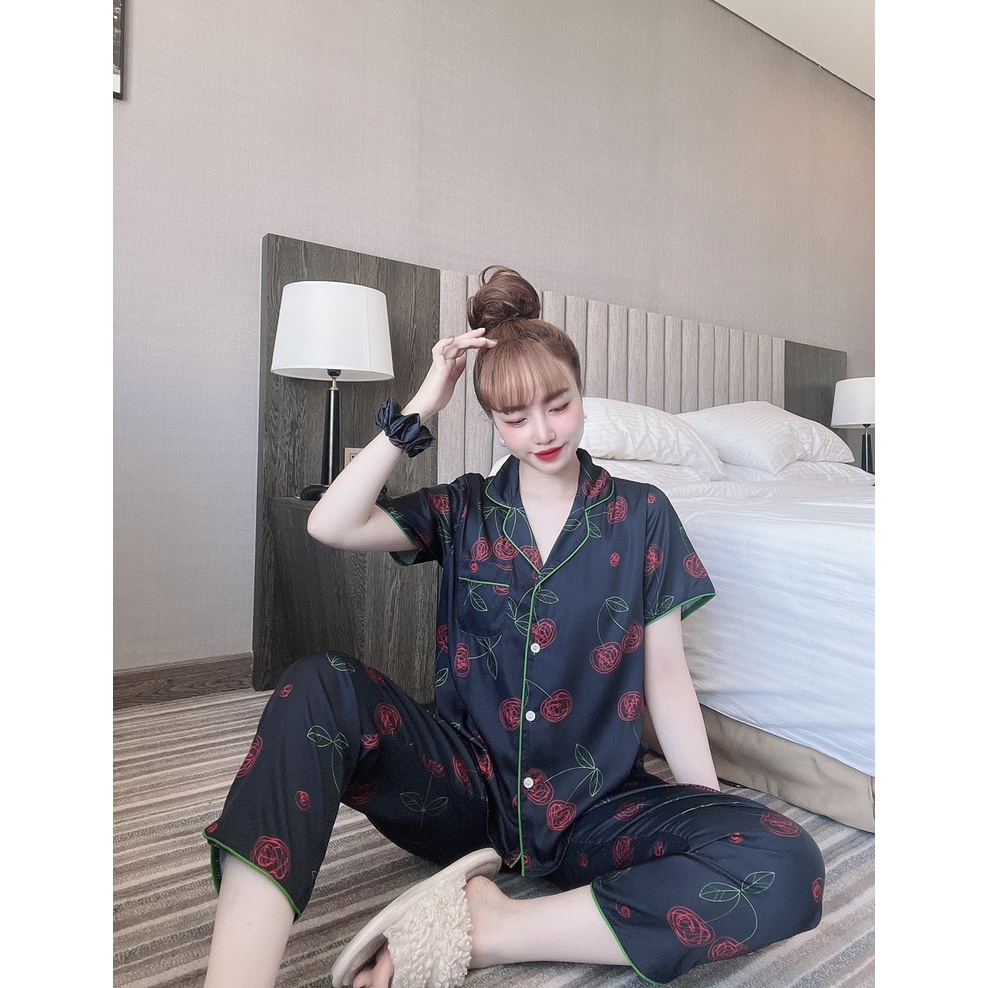 Pijama lụa tay ngắn phối màu lạ mắt, họa tiết siêu yêu