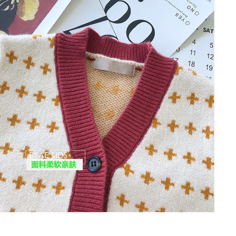 Áo khoác cardigan chữ thập cho bé gái 10-35kg