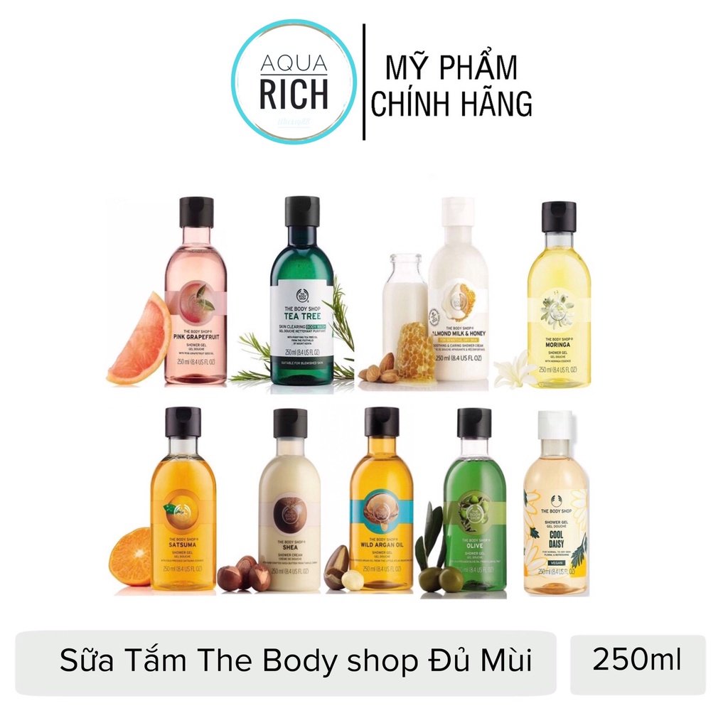 Sữa Tắm The Body Shop, The Body Shop Olive - Pink Grapefruit - Moringa - Shea Shower Cream - Tea Tree 250ml