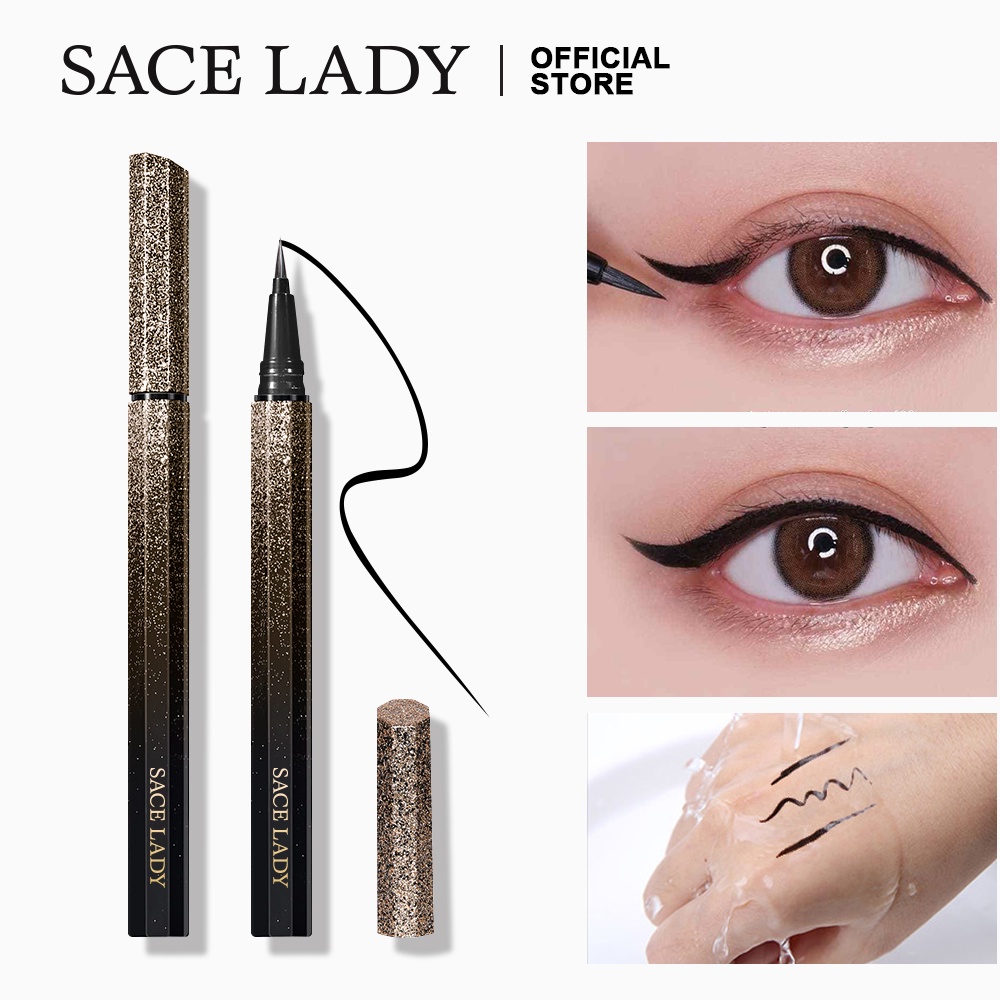 Bút kẻ mắt nước SACE LADY Chì kẻ mắt lâu trôi chống thấm nước + Miếng dán kích mi miễn phí 1.2ml