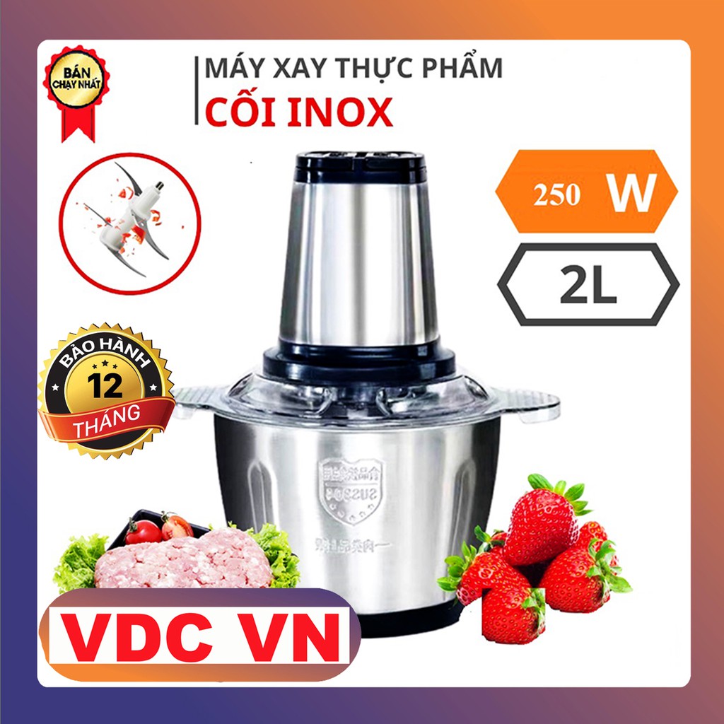 [SIÊU KHỎE] Máy Xay Thịt Cối Inox Đa Năng Dao 4 Lưỡi FOOD PROCESSOR HDA,Thiết bị xay trộn nghiền - Dung Tích 2 lít