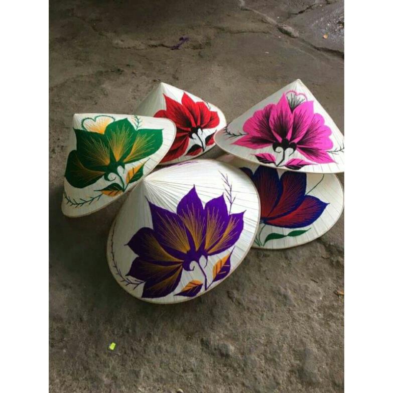 Xưởng sx- Bộ 5 nón lá thêu hoa to - Tre VN