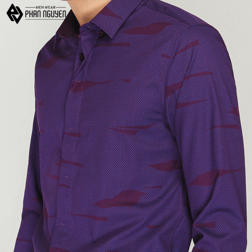 Áo sơ mi dài tay nam cotton Phan Nguyễn, chất liệu thoáng mát, họa tiết độc đáo, thiết kế đơn giản, lịch lãm SMD.700
