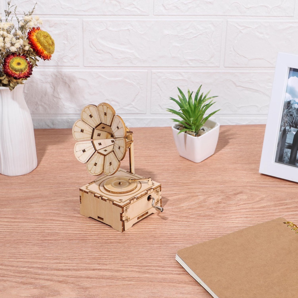 BEBETTERM Hộp Nhạc Bằng Gỗ Khắc Họa Tiết 3D Dễ Thương Cho Bé