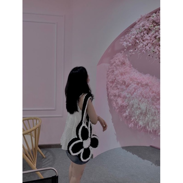 Túi len hoa cúc  có ảnh thật