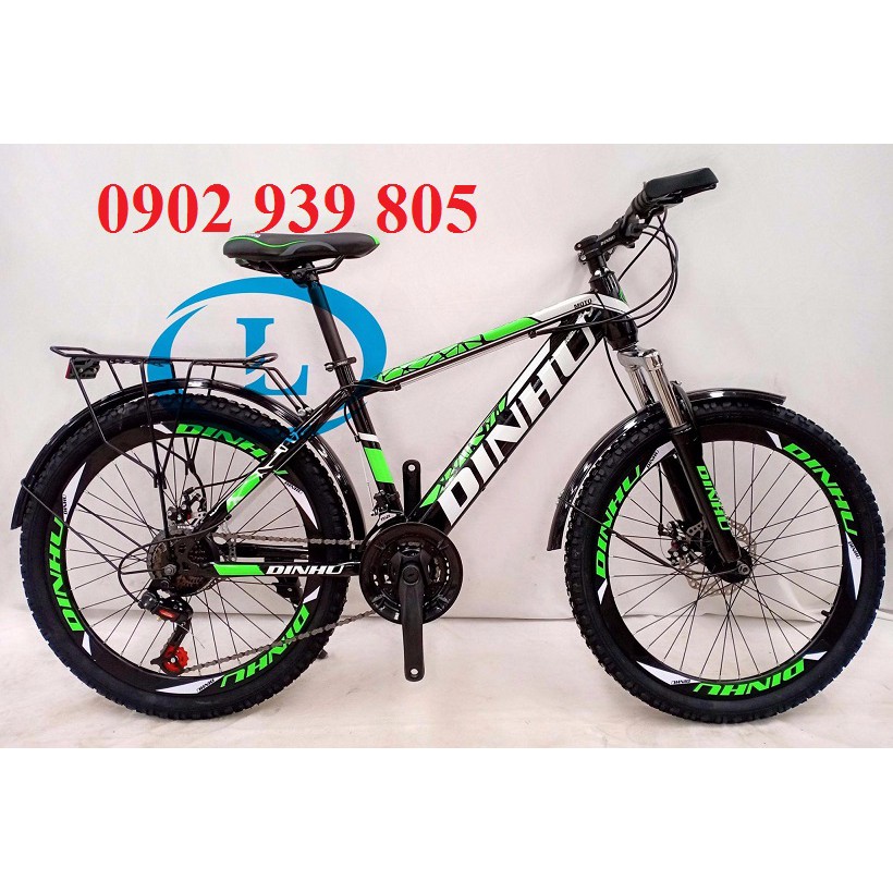 Xe Đạp 24 Inch DINHU 3 líp trên 7 líp dưới thắng dĩa phuộc nhúng cao từ 1m35 chạy Ghi đông ngang sừng trâu cá tính