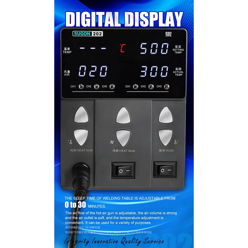 Máy khò-hàn 2in1 Sugon 202 chính hãng, có 3 kênh nhớ, công suất 760W