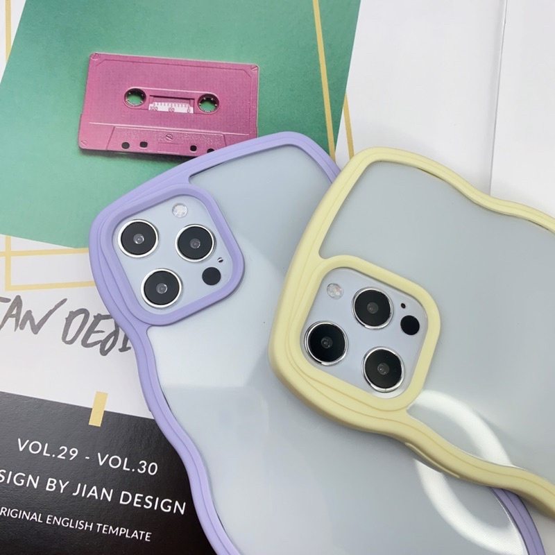 Ốp lưng iphone mây Dẻo bo viền 7/8/SE/11/12/13/Pro/Promax/Max màu vàng, tim pastel xinh nhẹ nhàng