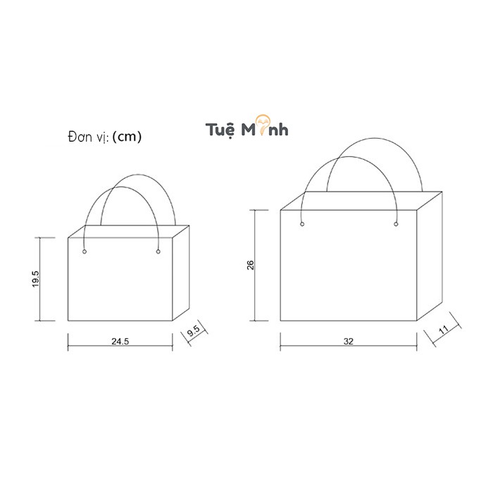 Túi giấy đựng quà mẫu Hoa lá hình chữ nhật nằm kèm ruy băng thắt nơ tặng sinh nhật, kỷ niệm