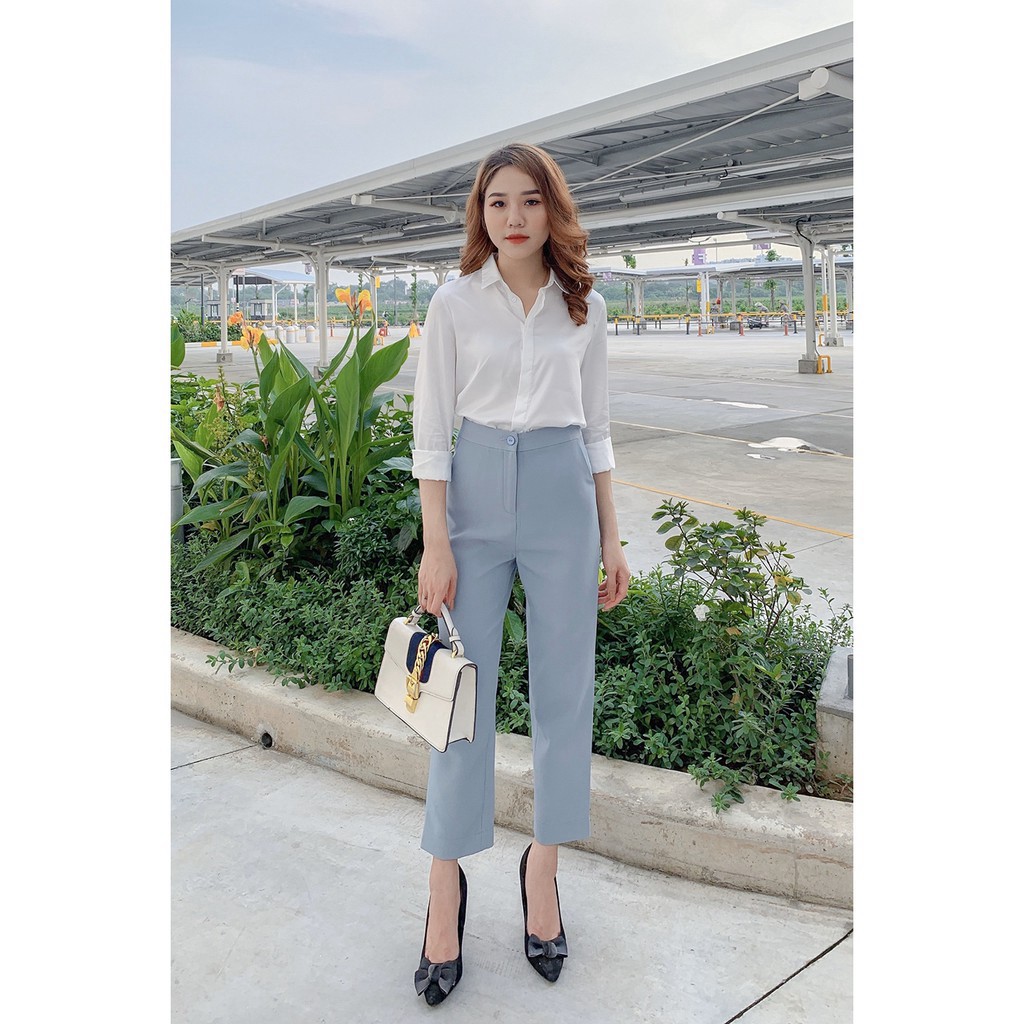 Quần Âu nữ công sở 92WEAR thiết kế túi chéo sườn QAA0127 | BigBuy360 - bigbuy360.vn