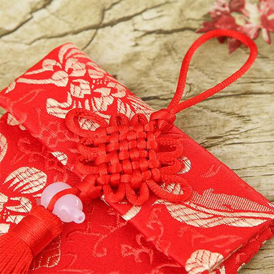 Cặp 2 Bao Lì Xì Vải Thổ Cẩm Đính Tiền Đồng Xinh Xắn Sang Trọng