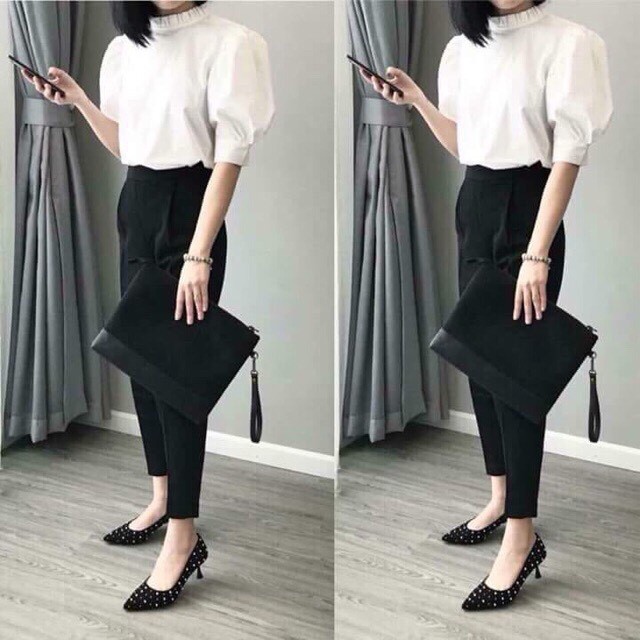 Quần baggy nửa chun sau khóa lệ hông chất tuyết mưa from dáng chuẩn thời trang Banamo Fashion quần baggy chun sau 835