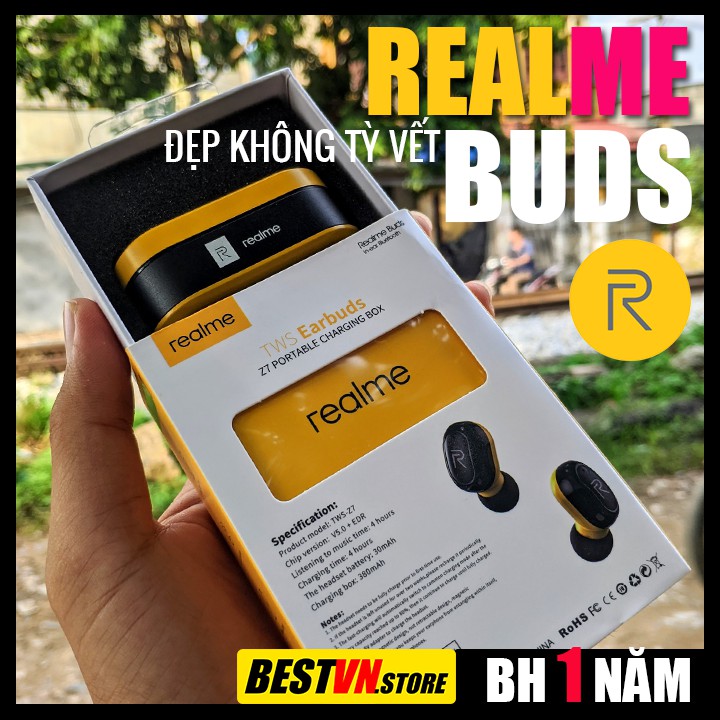 [Mã ELMS5 giảm 7% đơn 300K] [REALME BUDS] Tai Nghe Bluetooth Realme, Tai Nghe Không Dây, Cảm Ứng 1 Chạm, Tai Nghe TWS