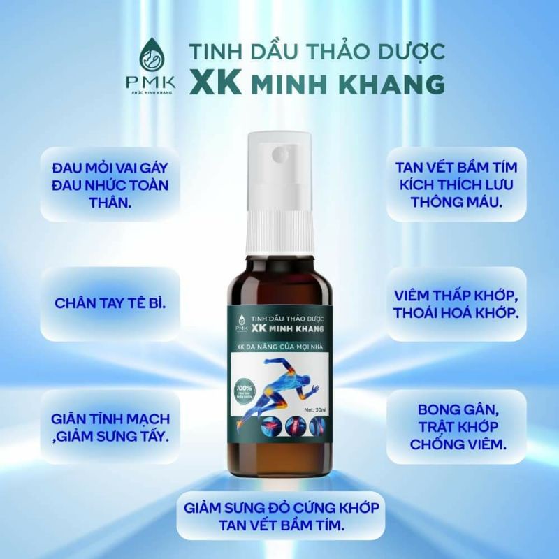 Tinh dầu thảo dược xương khớp MINH KHANG ⚡ giảm đau mỏi vai gáy, tê bì chân tay, bong gân, trật khớp...