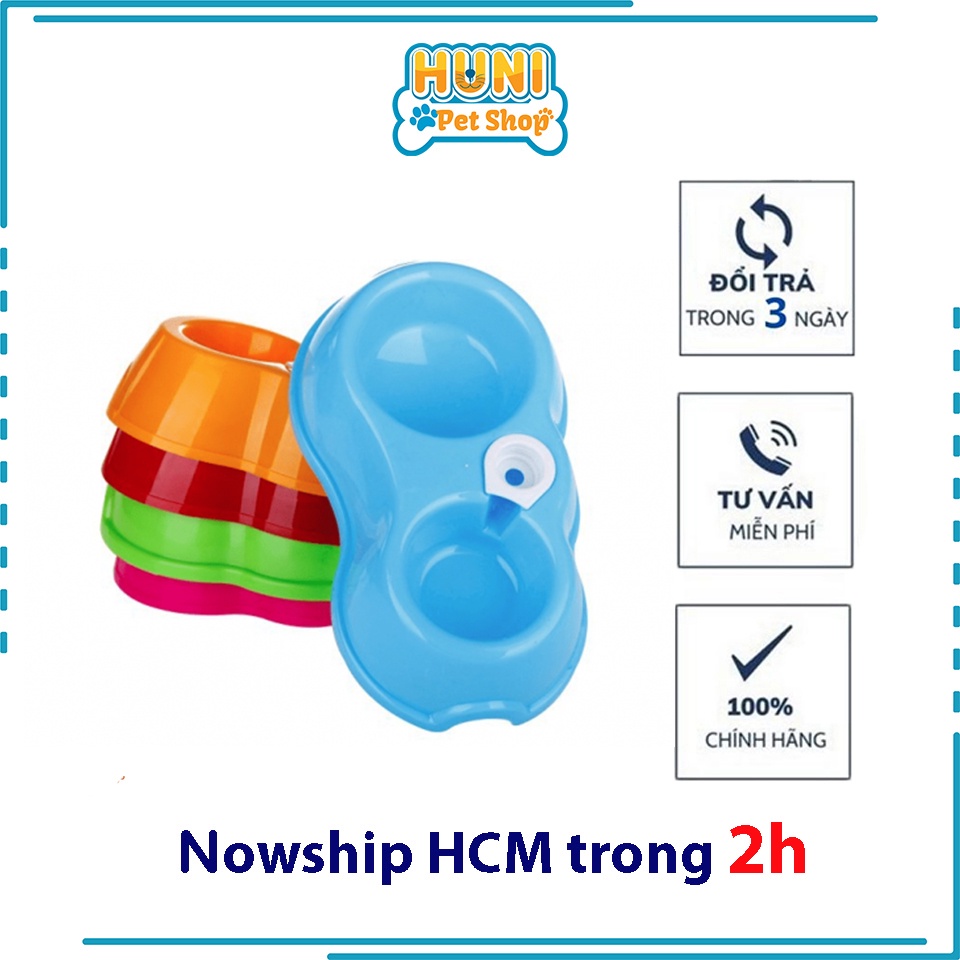 Khay ăn có bình nước tự động chén ăn cho chó mèo tiện lợi, dễ dùng - Huni petshop