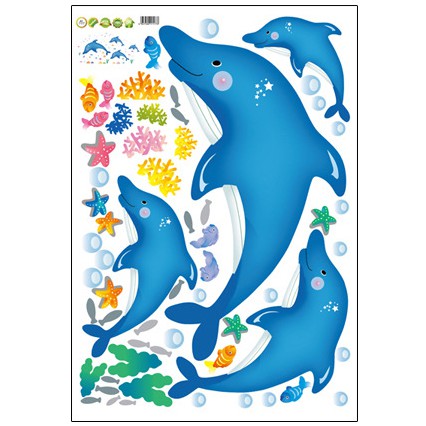Decal dán tường cá heo trang trí phòng cho bé