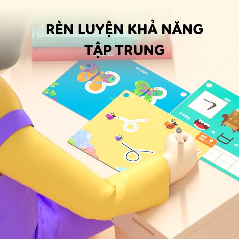 [CHÍNH HÃNG] Bộ Rèn Luyện Bút Tập Viết cho bé 3 Tuổi+ từ Cơ Bản đến Nâng Cao Giáo Dục Sớm