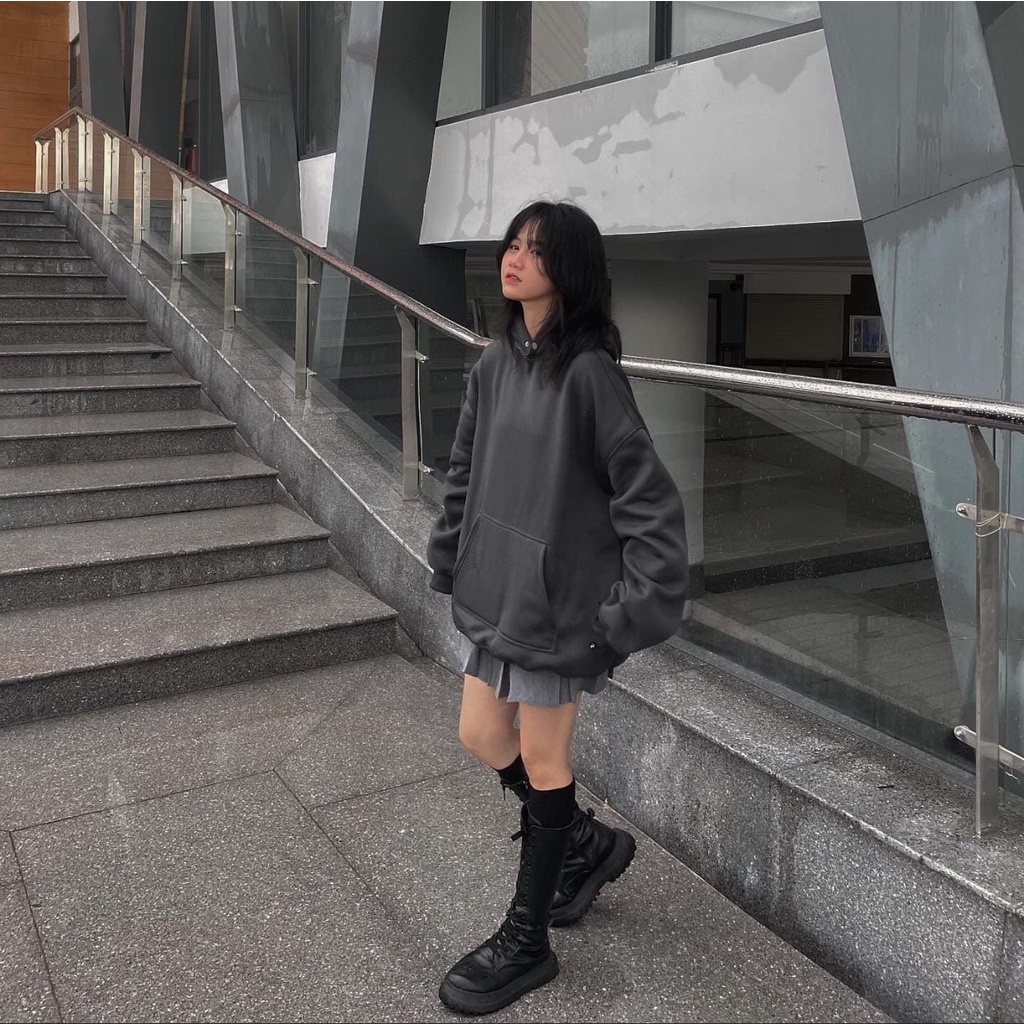 Áo hoodie unisex nỉ trơn basic Jiang Store - áo nỉ phối mũ form rộng chất dày dặn Local brand