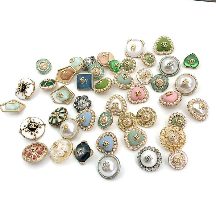 Button. Nút Ngọc Trai Kim Loại Mạ Vàng / Bạc Trang Trí Áo Khoác Gió