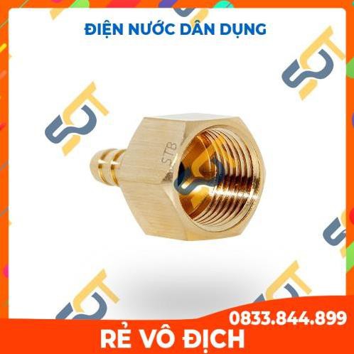 Ren trong 3/8 (17) đuôi chuột nối ống mềm - Đồng thau (Brass airline fitting female hose connector, béc búp RT)