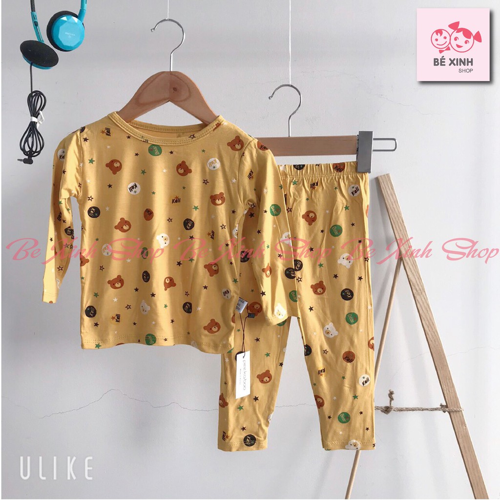 Áo quần dài tay cho bé gái bé trai Peekaboo [Sale Sốc] đồ ngủ cotton DÀI TAY bé trai gái đồ em bé hình con thú GẤU KELI