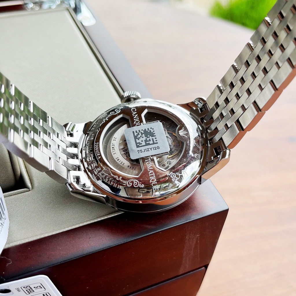 Đồng hồ Nam chính hãng Tiissot 1853 Le Locle Automatic T006.428.11.038.01 Size 40,Mặt trắng,Lịch-Máy cơ-Dây kim loại