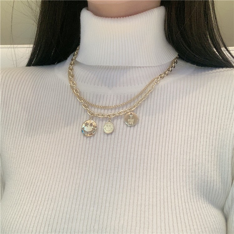 Vòng Cổ Hai Lớp Mặt Cười B0024 Cá Tính