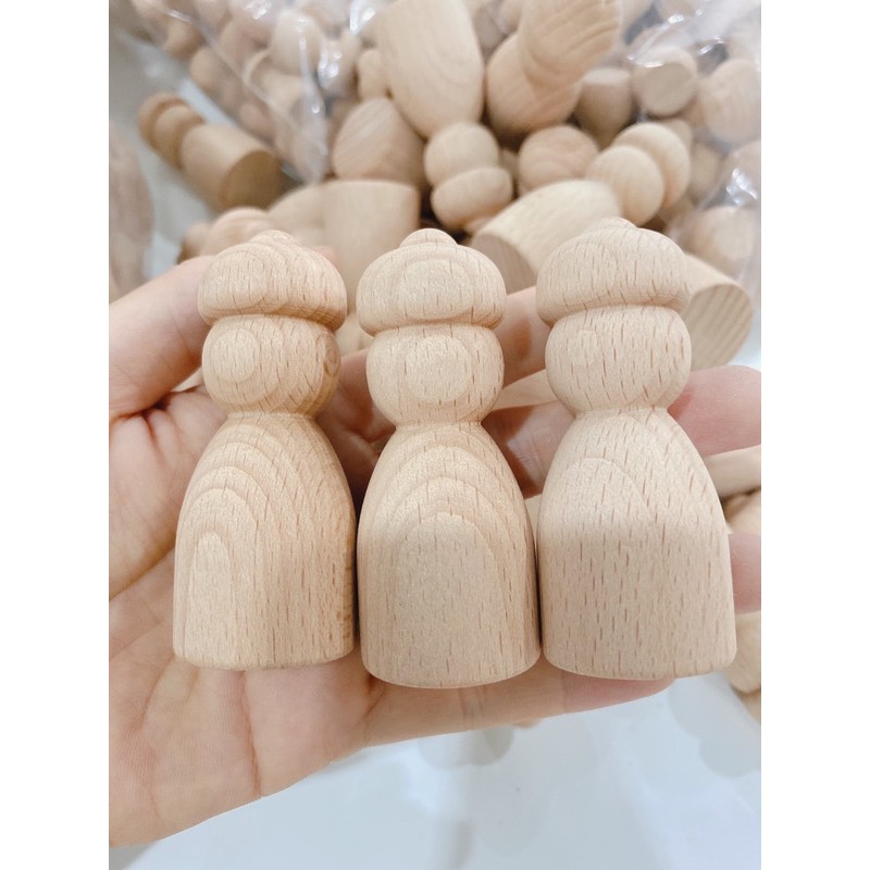 Búp bê gỗ - Nữ có nón cao 7cm