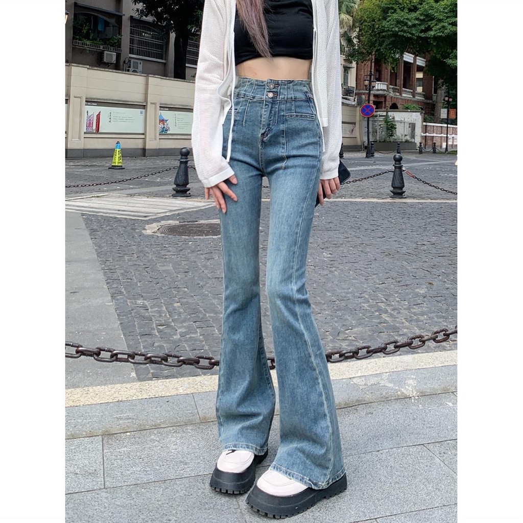 Quần Jeans Đen Lưng Cao Dáng Ôm Thời Trang Mùa Hè Cho Nữ