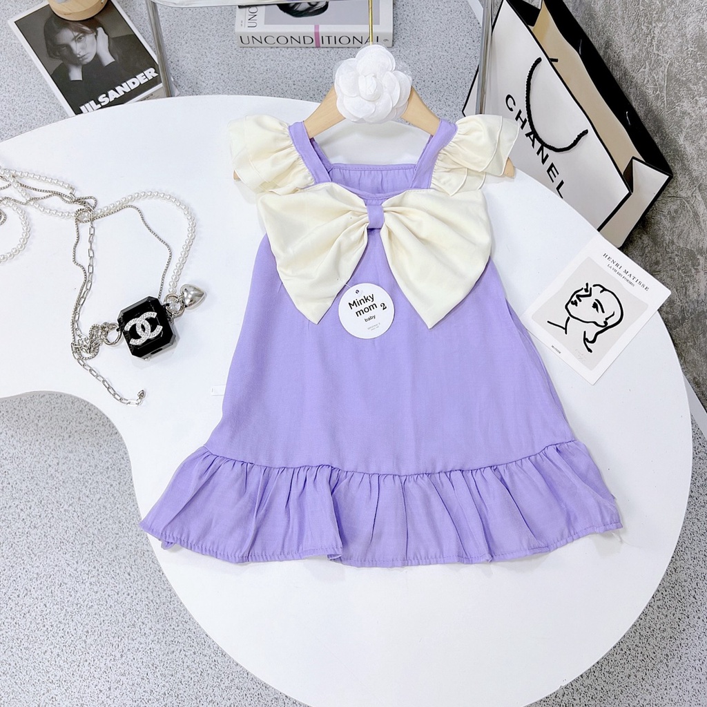 Váy bé gái cánh tiên nơ ngực cao cấp cho bé đi chơi