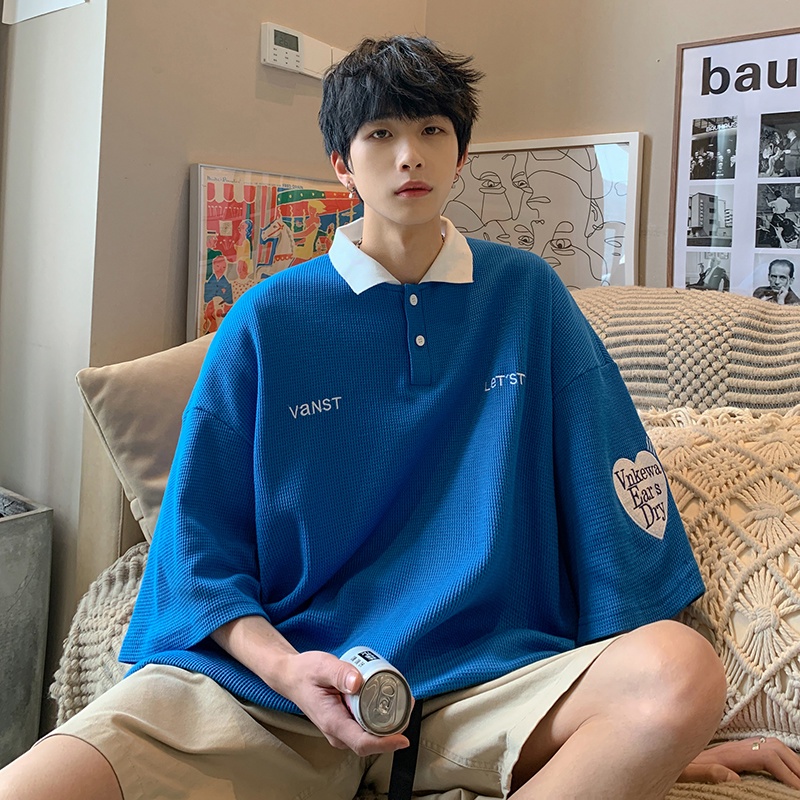 Áo Thun Polo Tay Ngắn Dáng Rộng Phong Cách Hàn Quốc Thời Trang Mùa Hè Cho Nam Size S-2XL