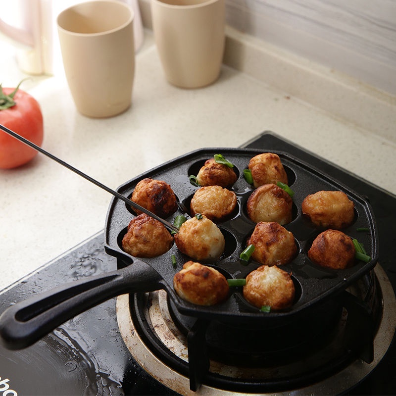 Chảo nướng bánh Takoyaki không dính, Khuôn làm bánh bạch tuộc Nhật Bản size 12 lỗ đúc bằng hợp kim POT KITCHEN