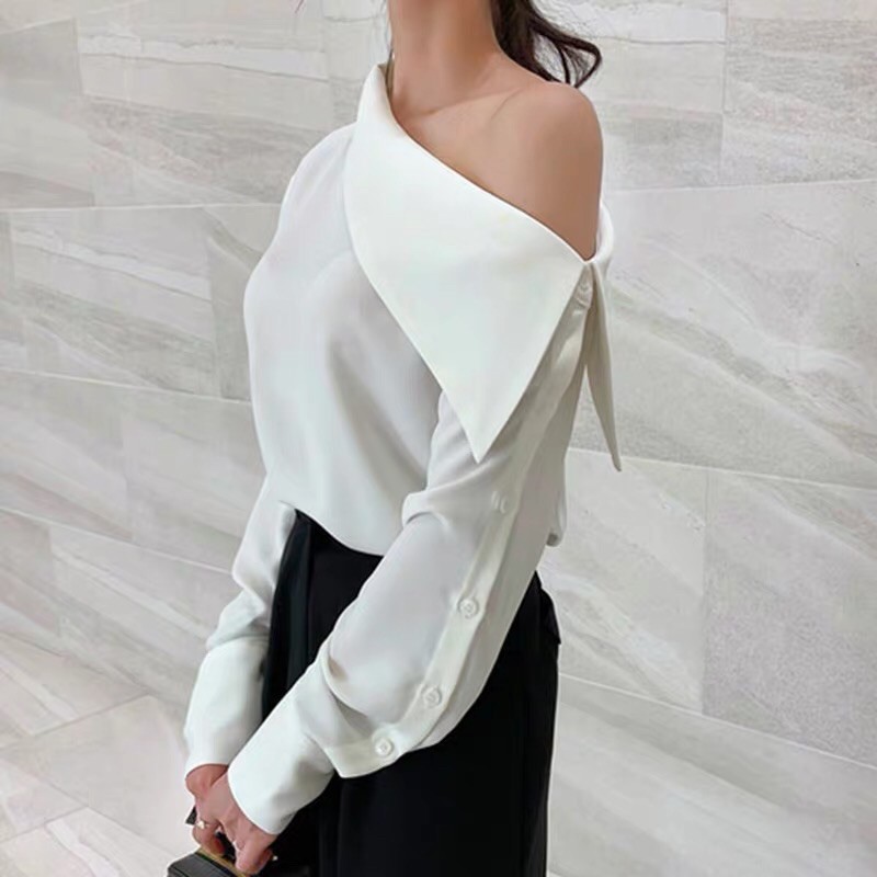 Áo sơ mi nữ lệch vai dài tay B-A-M STORE