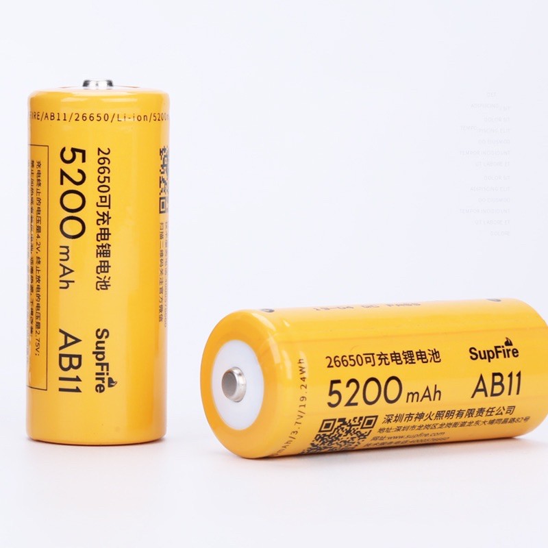 Pin Sạc Supfire Li-ion 3,7V 26650 5200 mAh Đầu Lồi Đế Sạc Pin 4,2V Hàng Chính Hãng Chất Lượng Cao