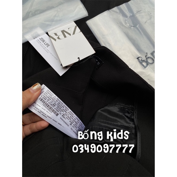 Quần Trousers Nữ Lỉa Cúc Ống Suông Đen ZR