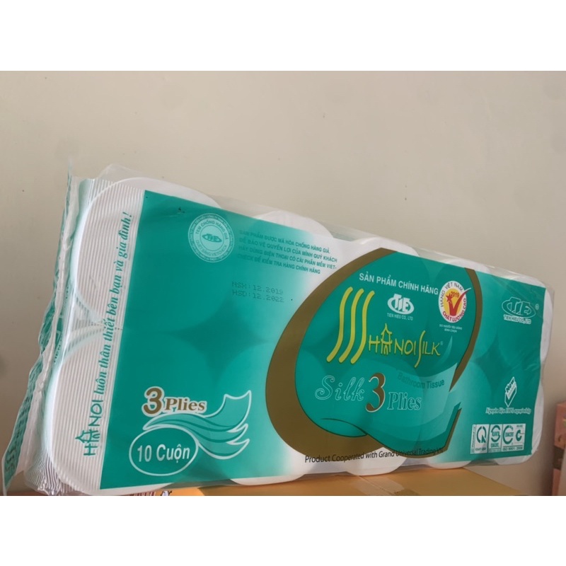 [ Loại 1 ] Giấy vệ sinh Hà Nội silk 10 cuộn 3 lớp siêu dai 1,6kg