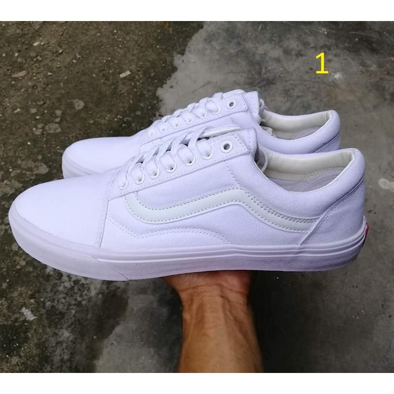 Giày thể thao nam nữ trắng, giày vải thấp cổ, buộc dây | BigBuy360 - bigbuy360.vn