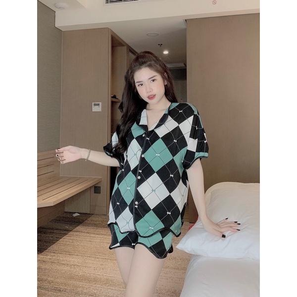 Bộ Pyjama Đùi Viền Sóng Lụa Mango Vic Nhiều Mẫu Xinh Xắn - Awi Sleepwear Pijama