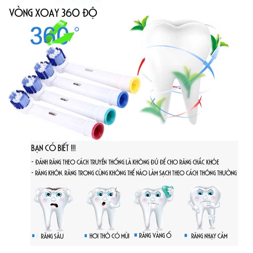 Oral-B  EB20-P New 𝗣𝗿𝗲𝗰𝗶𝘀𝗶𝗼𝗻 𝗖𝗹𝗲𝗮𝗻, set bộ 4 Đầu Bàn Chải đánh răng điện thay thế Minh House