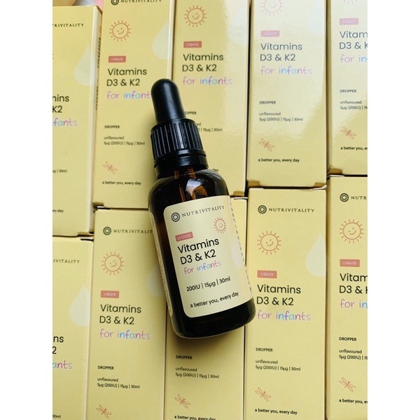 Vitamin D3 K2 MK7 của Anh quốc dạng giọt, tăng chiều cao cho trẻ sơ sinh và cho bé - 30ml